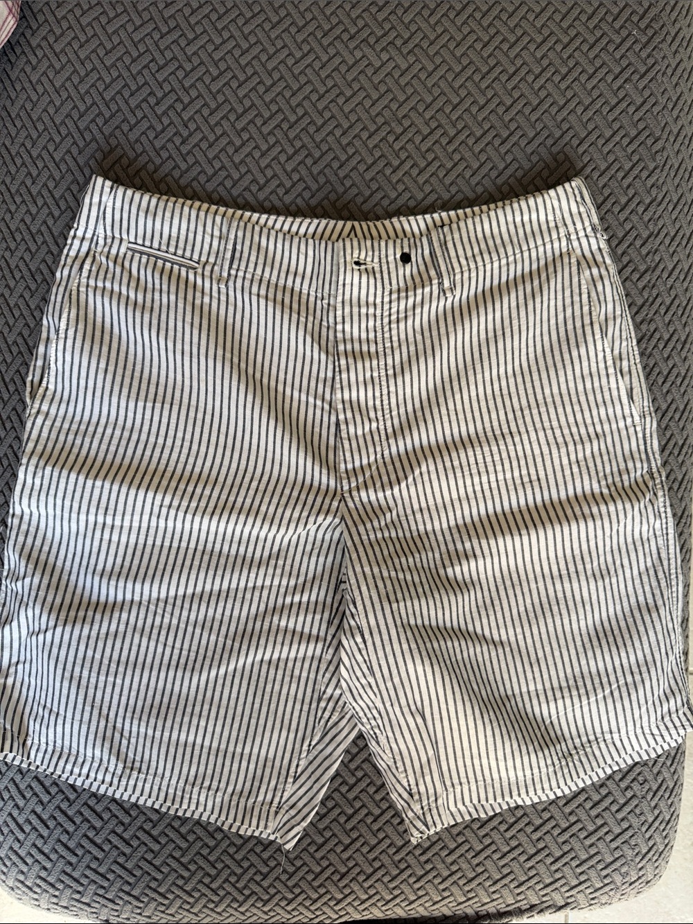 Rag & Bone Linen/Cotton Shorts - White with Black Pinstripes